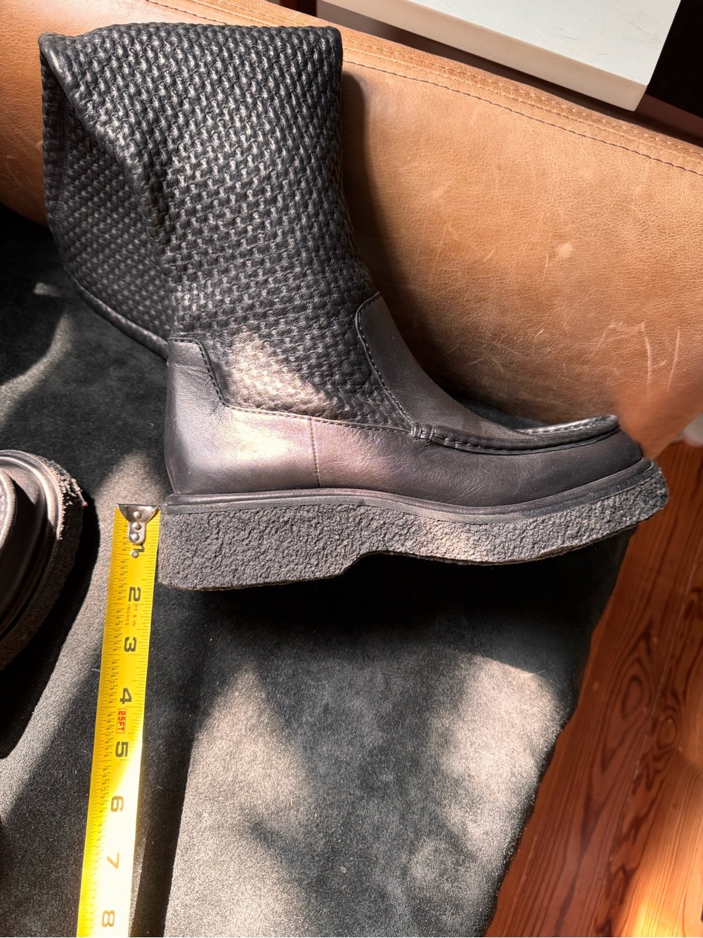 Rag & bone Black Leather Scout Boots over -the-Knee Scrunch adjustable Gum sole - Picture 11 of 17